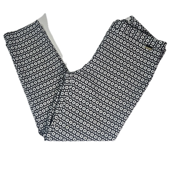 Calvin Klein Pants Womens 14 Black White Geometric Print Stretch Mid Rise Modern - Picture 1 of 8
